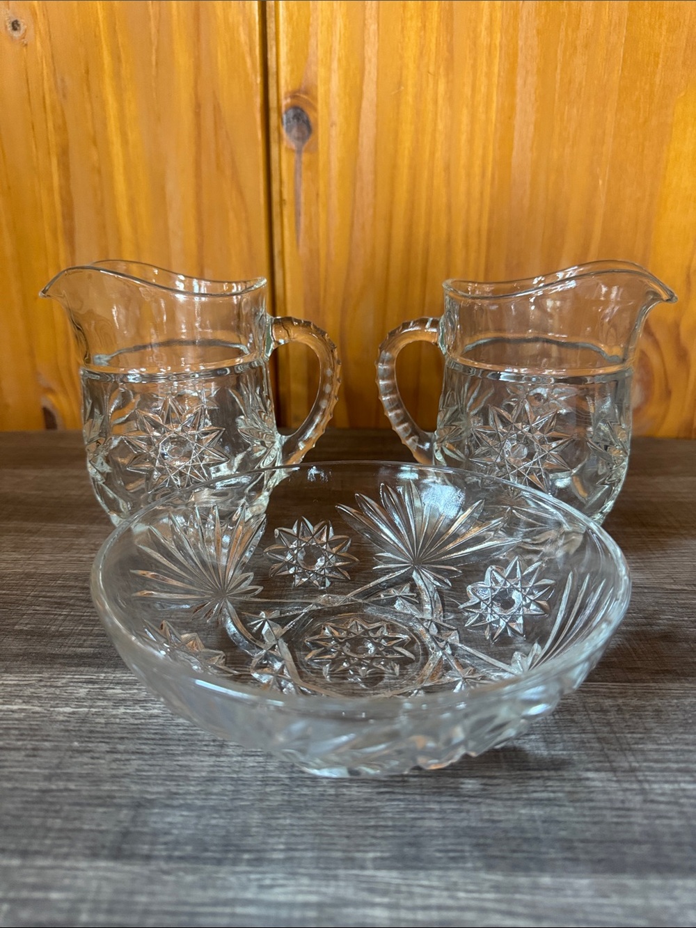 Vintage 1960’s Anchors Hocking Star of David Pitchers and Bowl